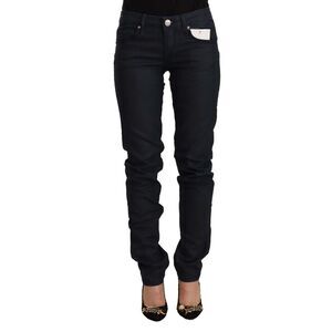 Acht Black Cotton Low Waist Slim Fit Denim Women's Jeans
